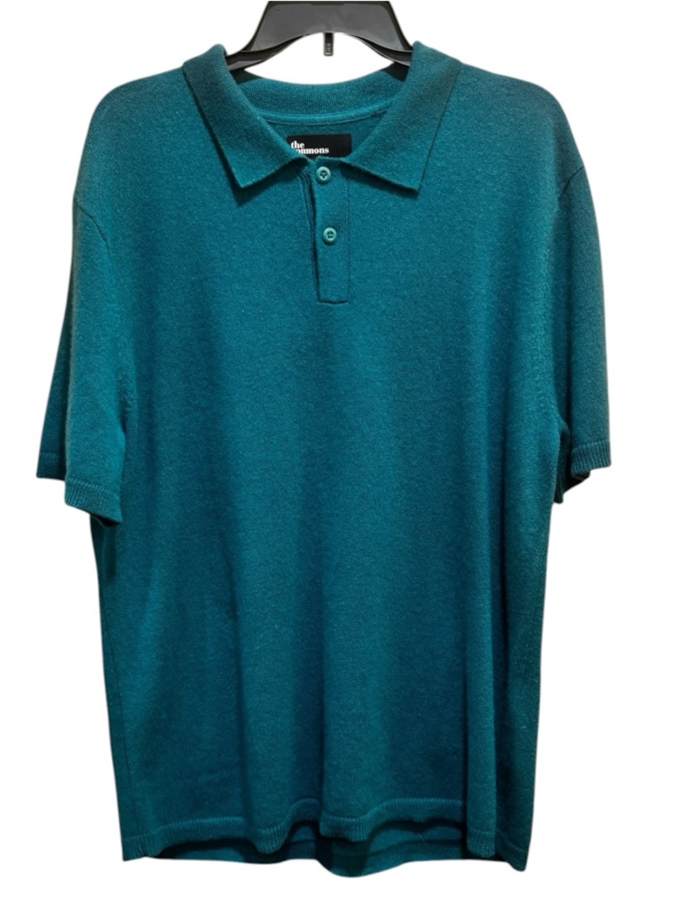 The Commons Polo Shirt Mens Size XL Green 100% Cashmere Soft Sweater Pullover